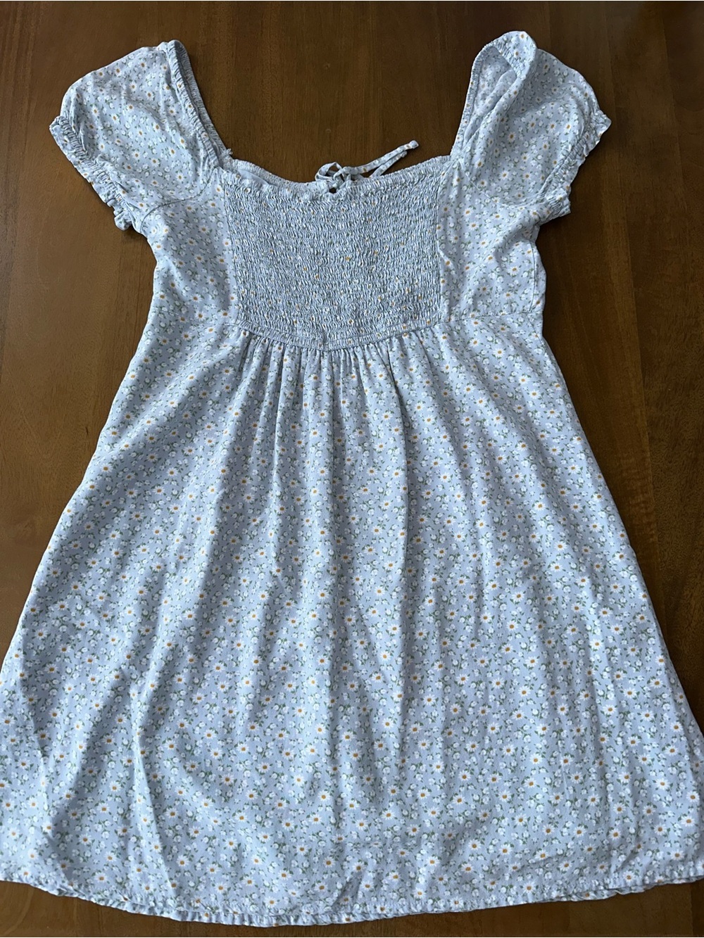 Light Blue Floral Puff Sleeve Babydoll Sundress - Hollister - Picture 2 of 2